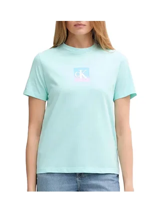 T-Shirt Turquoise Femme Calvin Klein Jeans Classic Boxed 1