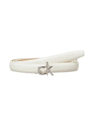 Ceinture Blanche Femme Calvin Klein Jeans Ck Buckle Skinny - T 1