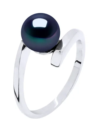 Bague Jonc Véritable Perle d'Eau Douce Ronde 7-8 mm — Argent 925 Millièmes Rhodié 3