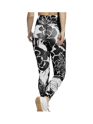 Legging Noir/Blanc Femme Adidas Flower 2