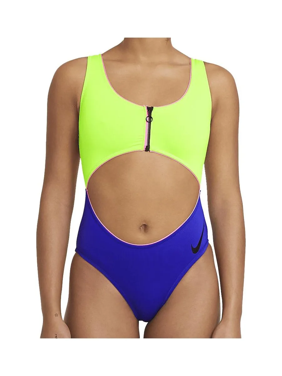 Maillot de bain 1 pièce Jaune/Bleu Femme Nike Cutout 1