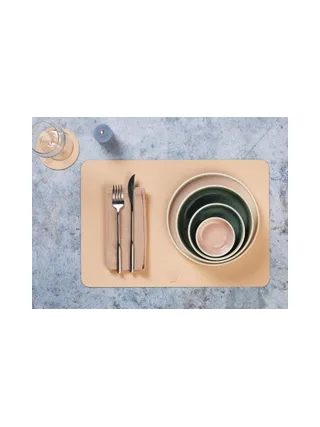 Sous-verre rond réversible - 6 pièces - Cuir recyclé blanc crème et vert de gris 34