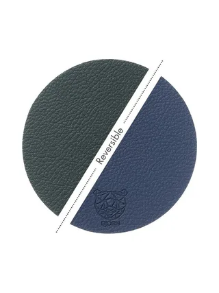 Sous-verre rond réversible - 6 pièces - Cuir recyclé blanc crème et vert de gris 10