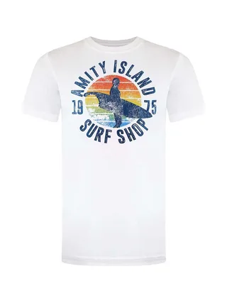 T-Shirt Blanc Homme Jaws Amity Surf Shop 1