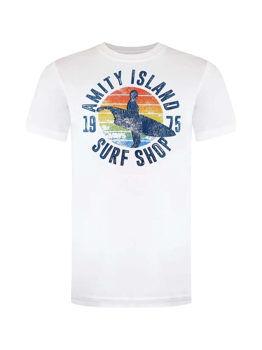 T-Shirt Blanc Homme Jaws Amity Surf Shop 2