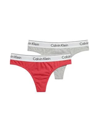 X2 Strings Gris/Rose Femme Calvin Klein Jeans Thong 1