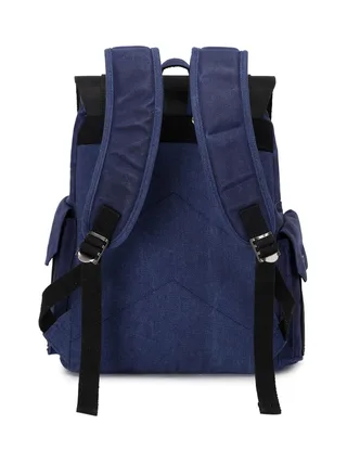 ALI - Sac à dos en cuir véritable et toile enduite - Bleu 4
