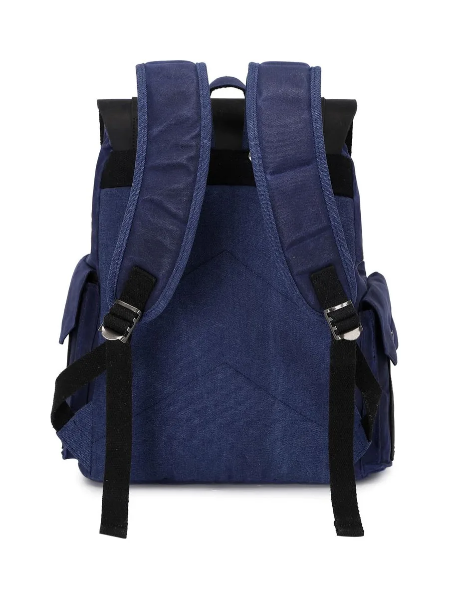 ALI - Sac à dos en cuir véritable et toile enduite - Bleu 37