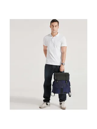 ALI - Sac à dos en cuir véritable et toile enduite - Bleu 5