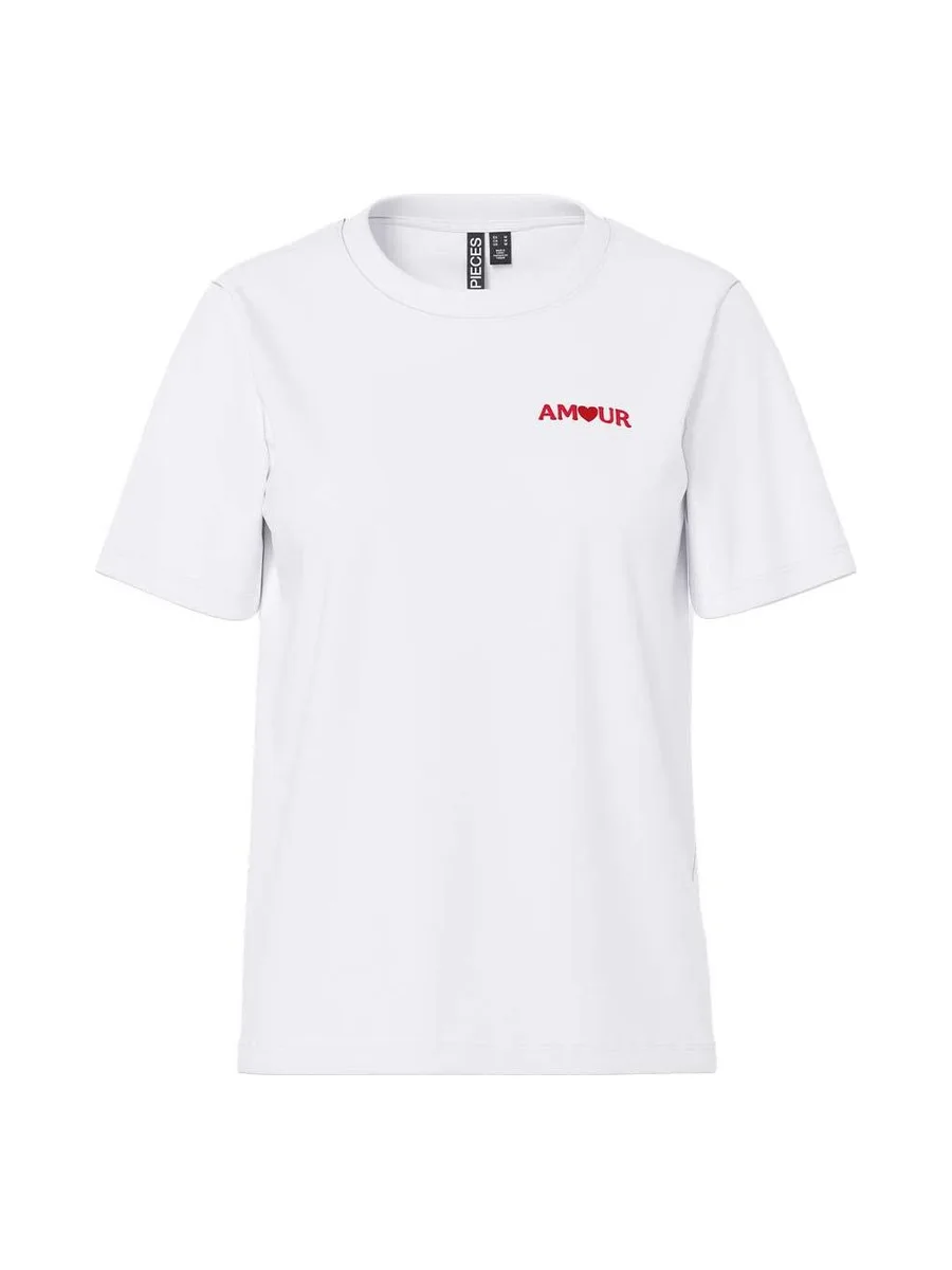 T-Shirt Blanc Femme Pieces Pcoda 1