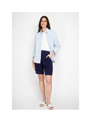 Chemise longue coupe oversize Poche poitrine à manches longues à carreaux 1