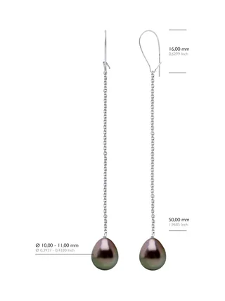 Boucles d'Oreilles Véritables Perles de Tahiti Poires 10-11 mm — Or Blanc 375 Millièmes 3