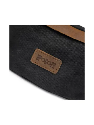 FLO - Sac banane en cuir véritable et toile enduite - Bleu 31