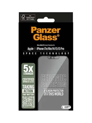 PanzerGlass ® Ceramic Screen Protector iPhone 17e | 16e | 14 | 13 Pro | 13 | Ultra-Wide Fit w. EasyAligner 3