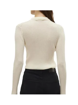 Polo Manches Longues Écru Femme Vero Moda Mohana 2