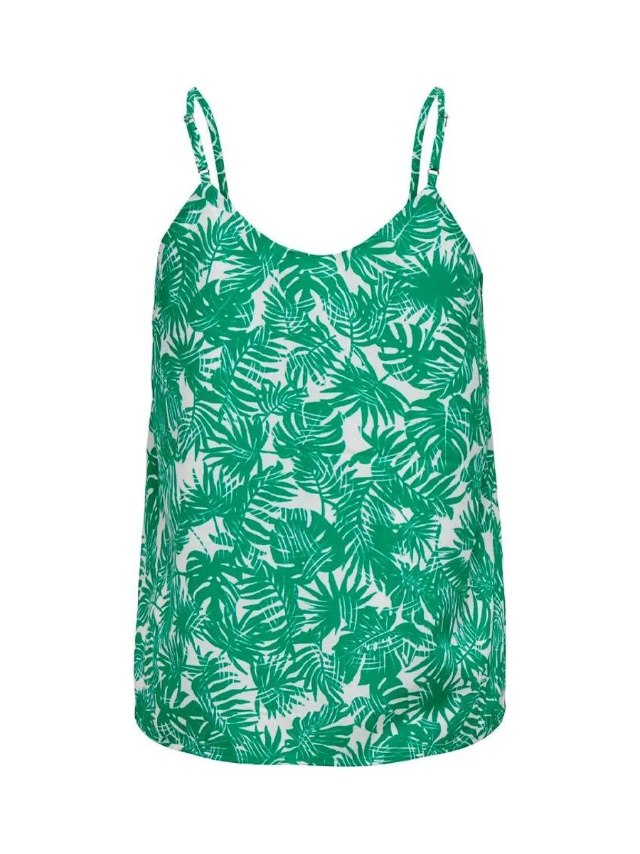 Débardeur Blanc/Vert Femme Only Button Singlet 1