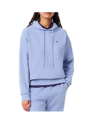Sweat à Capuche Bleu Femme Lacoste polaire surdimensionné 1