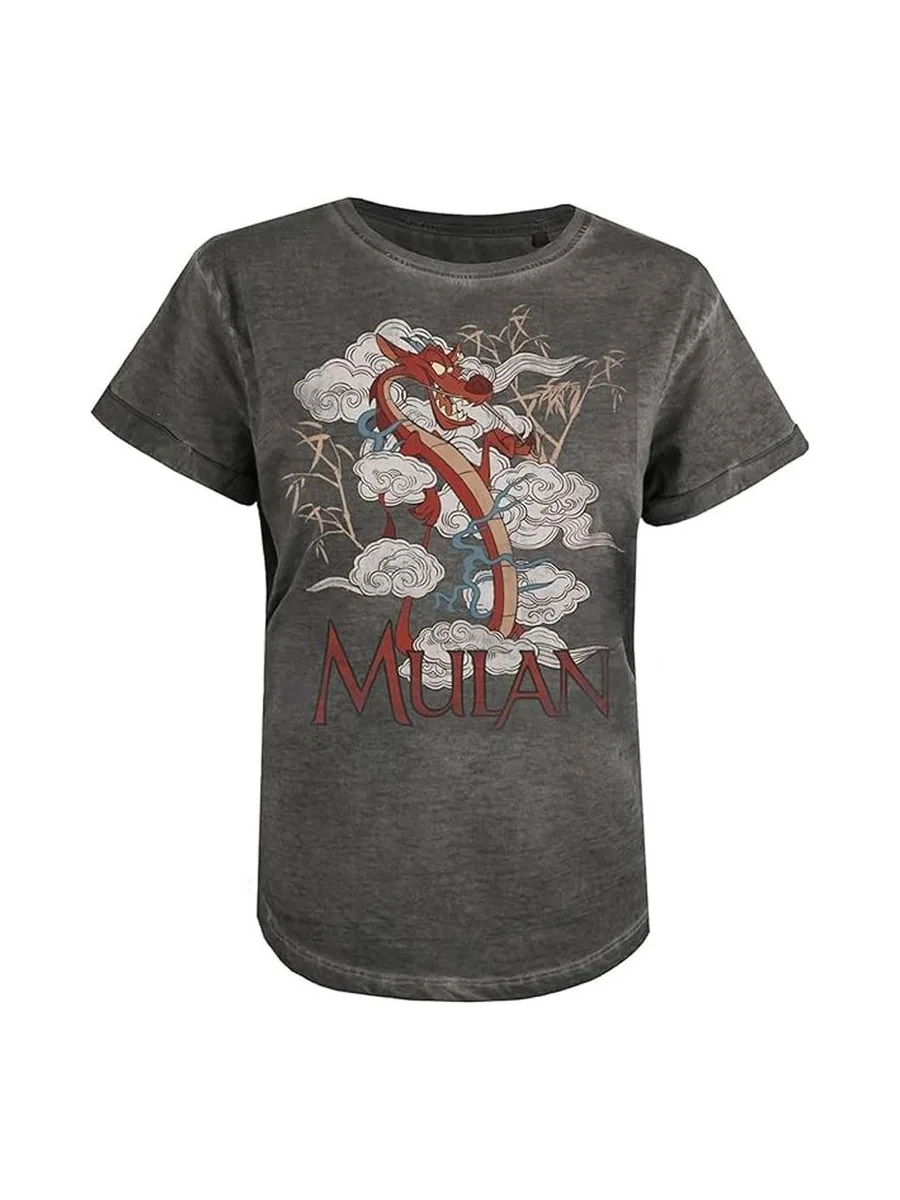 T-Shirt Gris Femme Disney Mulan Mushu Fashion 3