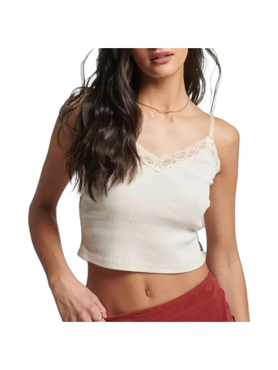 Top Blanc Femme Superdry Vintage Lace Cami 2