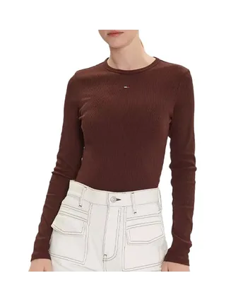 T-Shirt Manches Longues Marron Femme Tommy Hilfiger Essentials 1