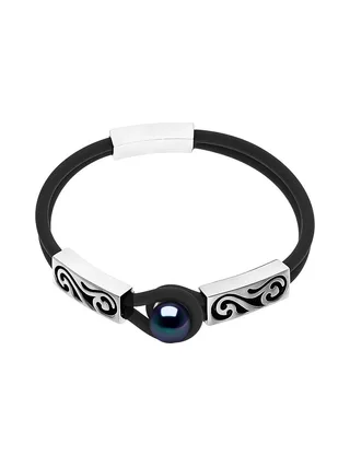Bracelet Véritable Perle de Culture d'Eau Douce 9-10 mm — Argent 925 Millièmes — 19 cm — Homme 1