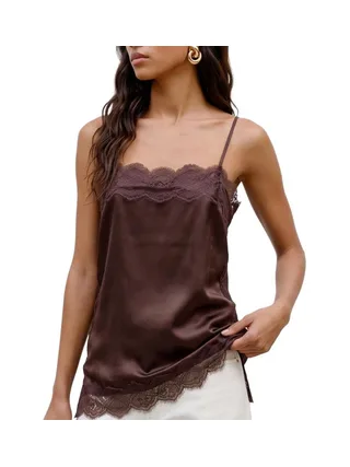 Débardeur Marron Femme Vero Moda Lace Singlet 1