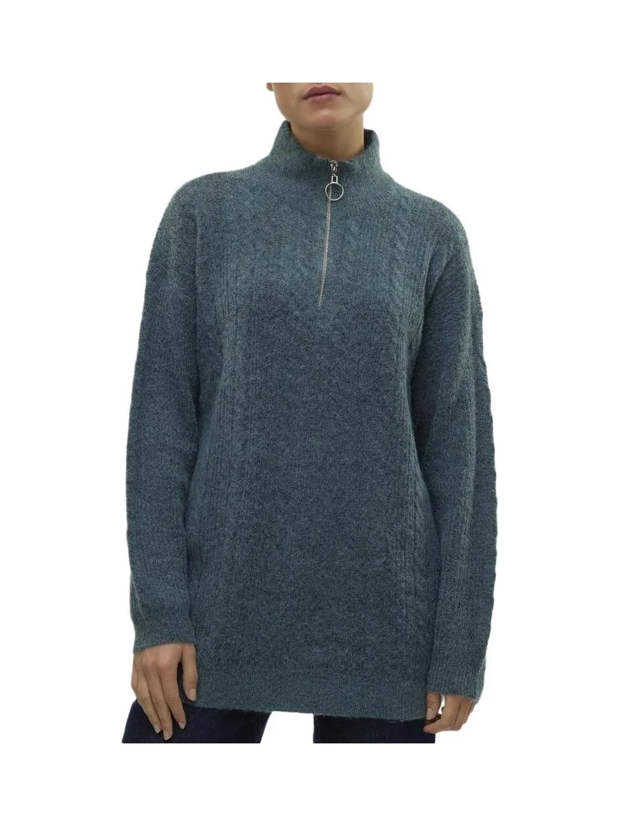 Pull 1/4 Zip Bleu Femme Vero Moda Mili 2