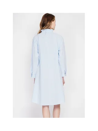 Robe col mao foufou évasée boutonnée devant à manches longues à rayure 4