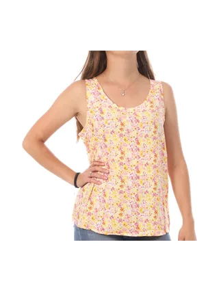 Débardeur Imprimé Jaune/Rose Femme Vero Moda Easy 1