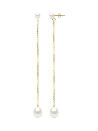Boucles d'Oreilles Véritables Perles d'Eau Douce Poires 5-6 mm — Or Jaune 375 Millièmes 1