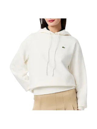 Sweat à Capuche Blanc Femme Lacoste polaire surdimensionné 1
