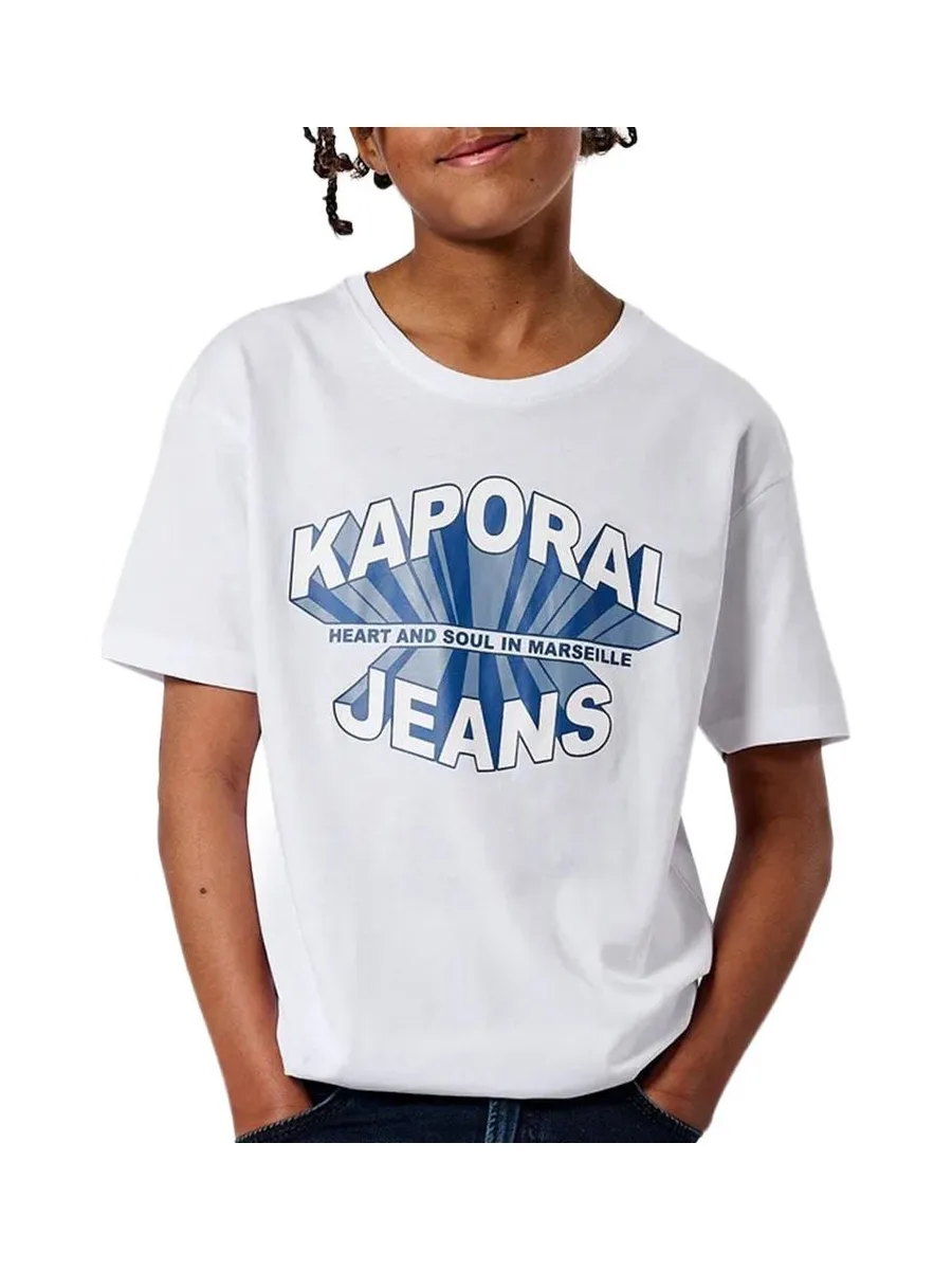 T-shirt Blanc/Bleu Garçon Kaporal Ticlass3 Mc 2