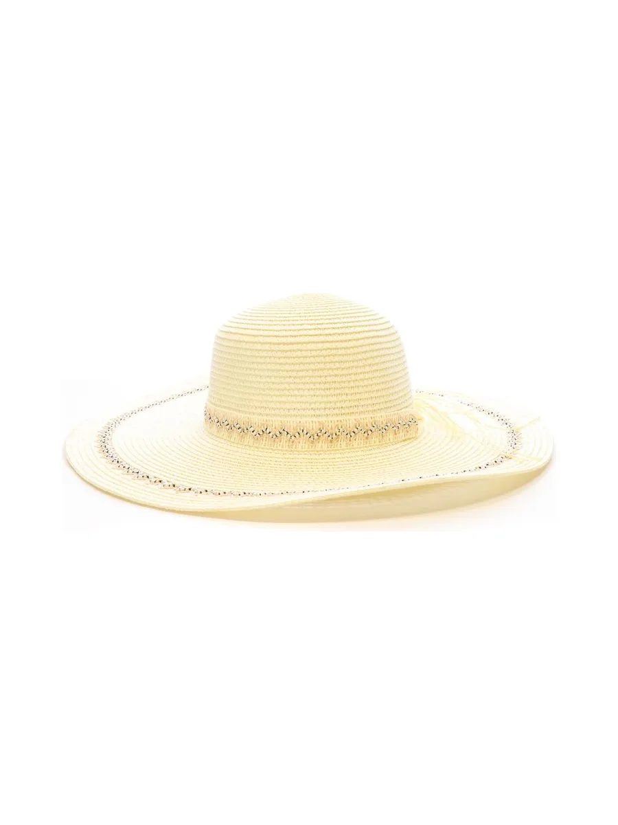 Chapeau de soleil en paille Beige à large bord Via Lorenzo SPCH1510 2