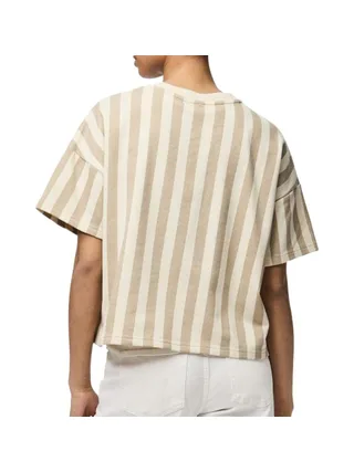 T-shirt Beige à rayures Femme Pieces Chilli Summer 2