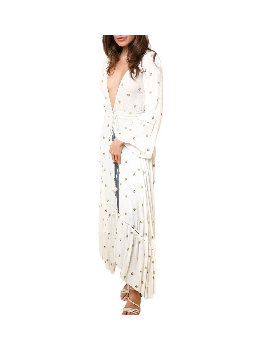 Gilet Long Kimono Blanc Femme Goa Nissa 2