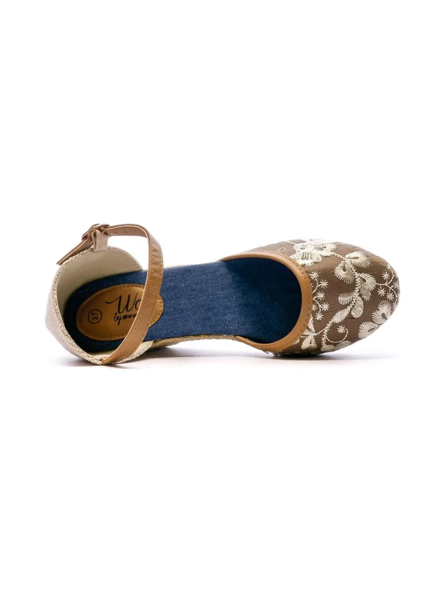 Sandales Compensées Marron/Fleurs Femme Beppi 5