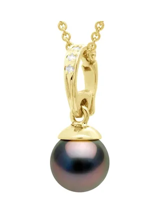 Pendentif Bélière Articulée Véritable Perle de Tahiti Ronde 10-11 mm — Or Jaune 375 Millièmes 1