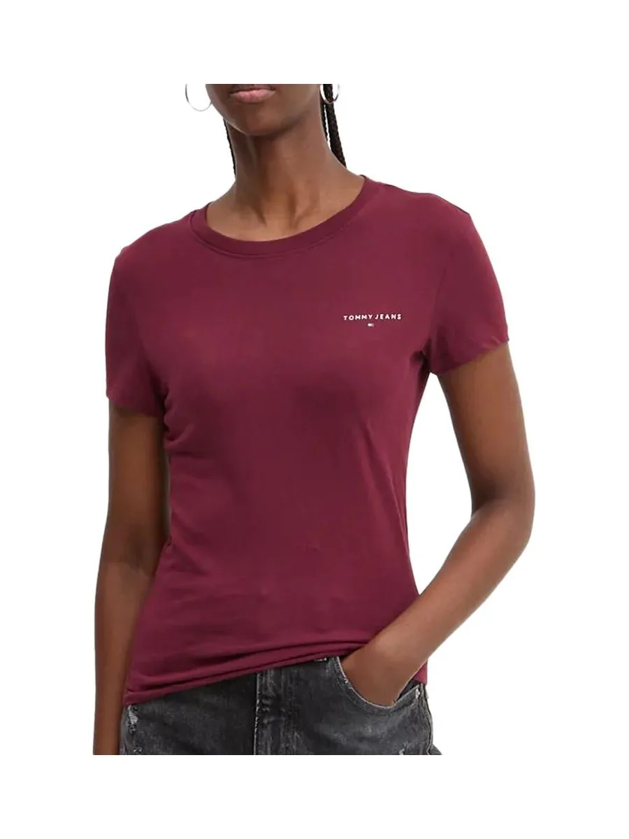 T-shirt Bordeaux Femme Tommy Hilfiger Slim Linear 2
