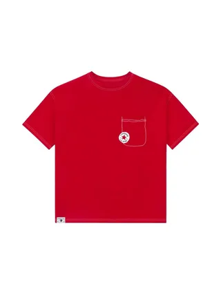 T-Shirt Rouge Homme Converse Sketch 1