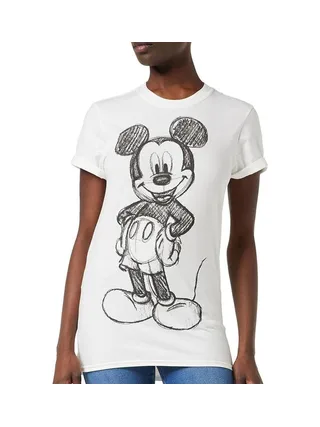 T-Shirt Blanc Femme Disney Mickey Forward Sketch 1
