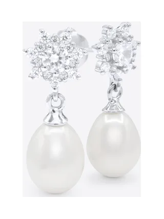 Boucles d'Oreilles Véritables Perles d'Eau Douce Poires 7-8 mm — Argent 925 Millièmes 1