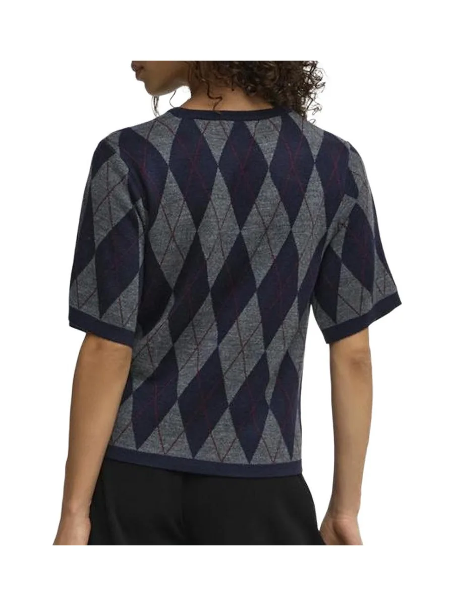 Pull Marine/Gris Femme JDY Maggy Argyle 3