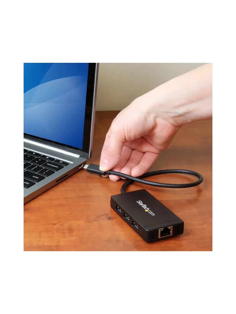 3Port USB C Hub GbE C to A - Power Adapt 6