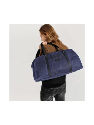 BOB - Sac de voyage en cuir véritable et toile enduite - Bleu 8