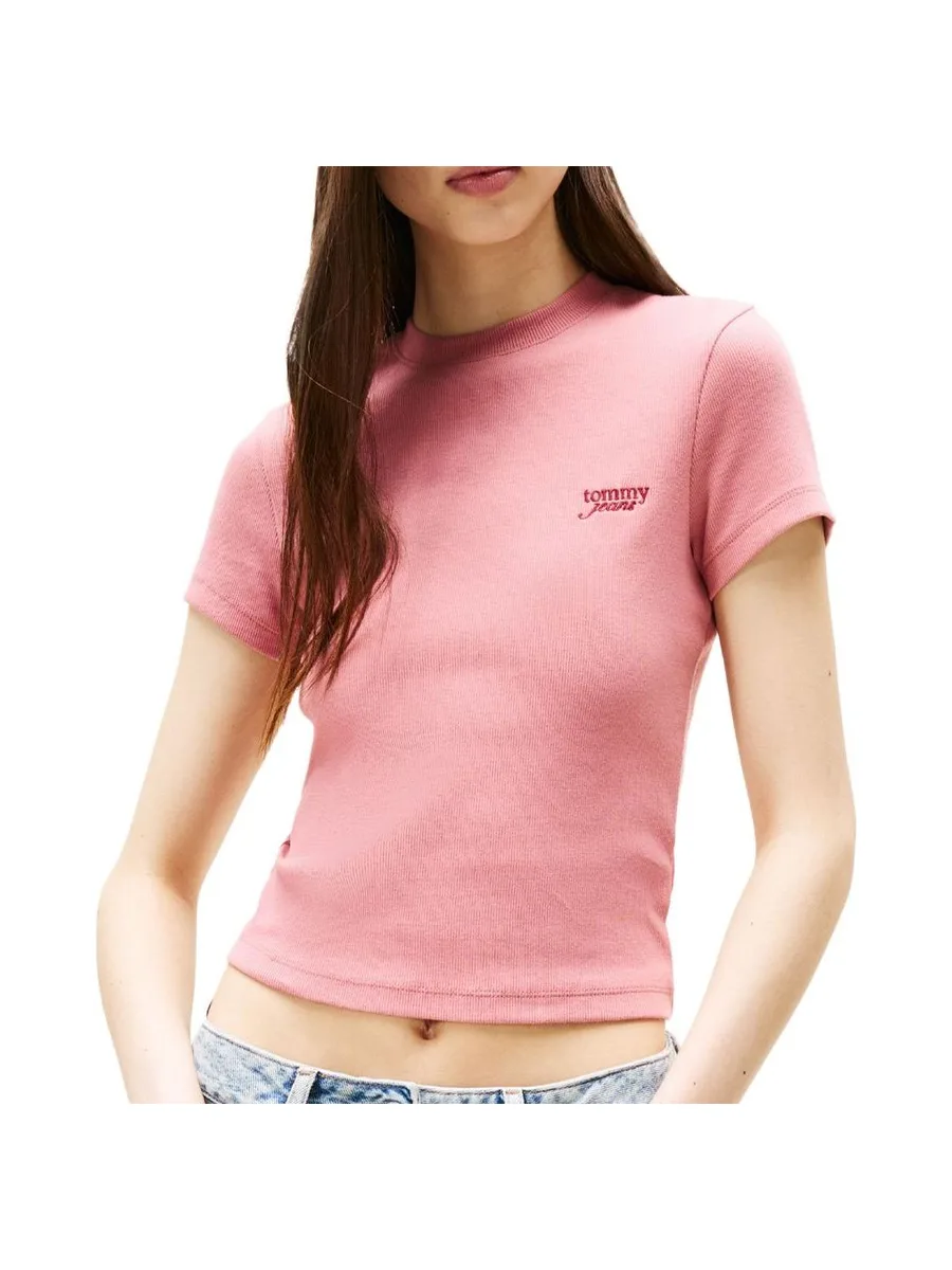 T-Shirt Rose Femme Tommy Hilfiger Script 1