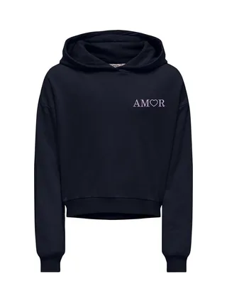 Sweat à Capuche Noir Fille Kids ONLY Amor Life 1