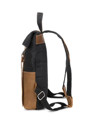NES - Sac à dos en cuir véritable et toile enduite - Bleu 27