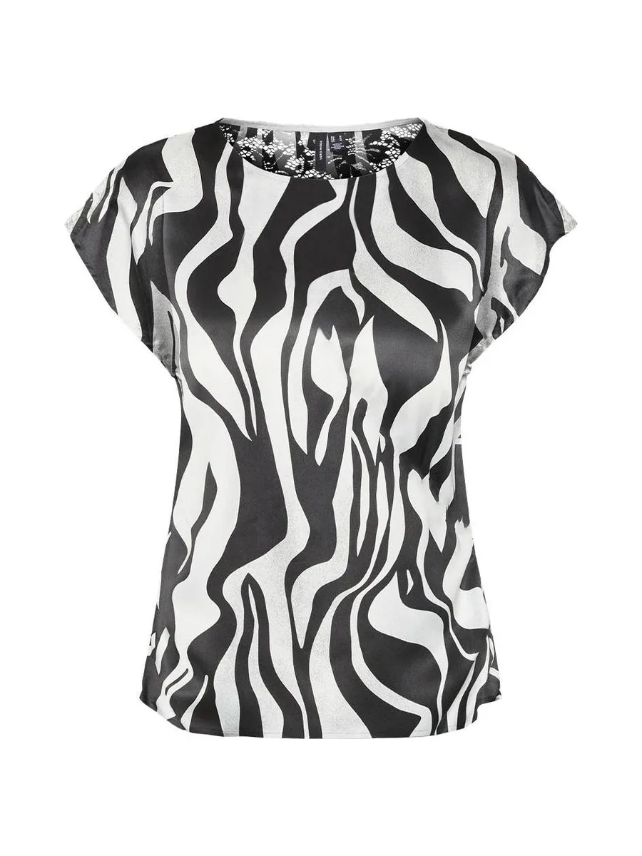 T-Shirt Blanc/Noir Femme Vero Moda Merle Sl 2