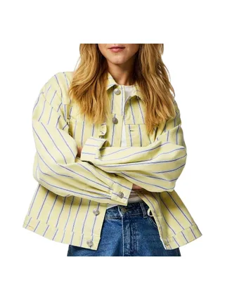 Veste en Jean Jaune Femme Pieces Billo 1