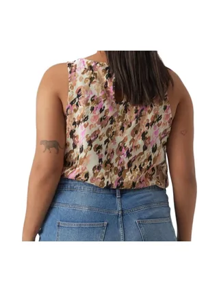 Débardeur Imprimé Beige/Rose Femme Vero Moda CURVE Tigers Eye 2